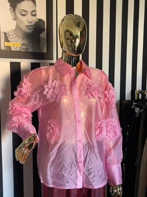 Bluzka koszulowa w kwiaty rózowa rozmiar Uniwersalny