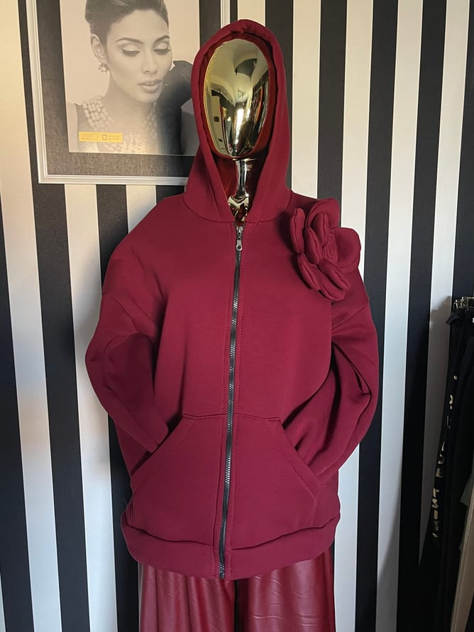 Bluza bordowa z różą rozmiar Uniwersalny