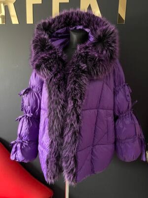 Kurtka zimowa puchowa Fioletowa rozmiar L / XL