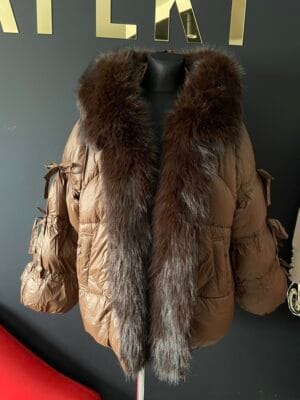 Kurtka zimowa puchowa Brązowa rozmiar L / XL