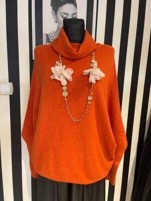 Sweterek golf kaszmirowy pomarańczowy rozmiar Uniwersalny