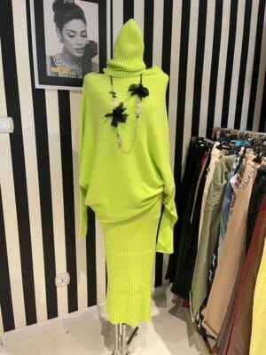 Komplet kaszmirowy 3-częściowy Limonka rozmiar Uniwersalny