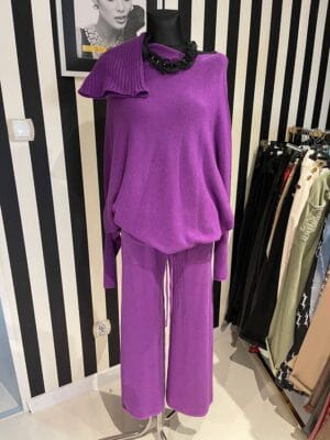 Komplet kaszmirowy 3-częściowy Fioletowy rozmiar Uniwersalny