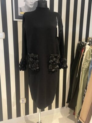 Sukienka damska czarna z kwiatami 3D rozmiar L/XL