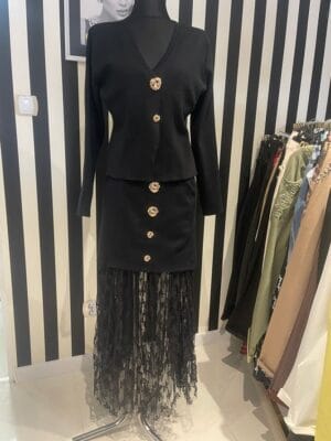 Komplet dzianinowy czarny rozmiar Uniwersalny