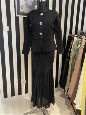 Komplet dzianinowy garnitur czarny rozmiar Uniwersalny