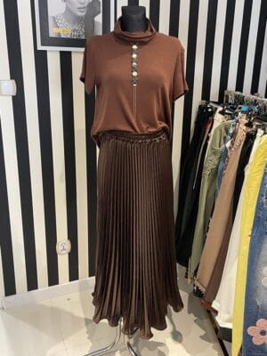 Spódnica satynowa plisowana brązowa rozmiar Uniwersalny